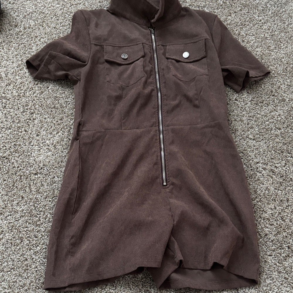 Brown Short Sleeve Jumpsuit